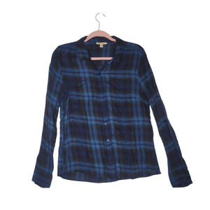 Miami M Long Sleeve Blue Plaid Shirt